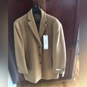 Calvin Klein, Proper Slim Fit, wool blend, tan overcoat, 42 Reg, NWT